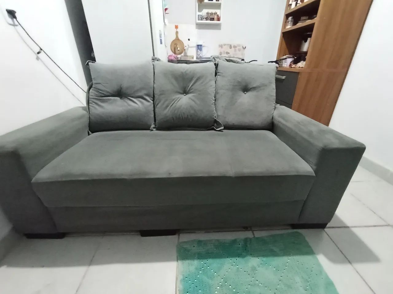 Sofá 3 lugares cinza 