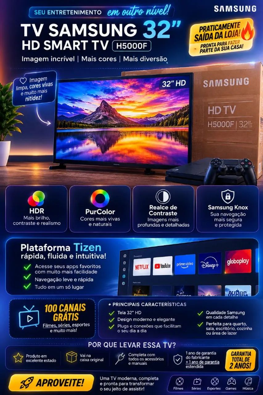 TV Samsung 32? Smart TV HD H5000F