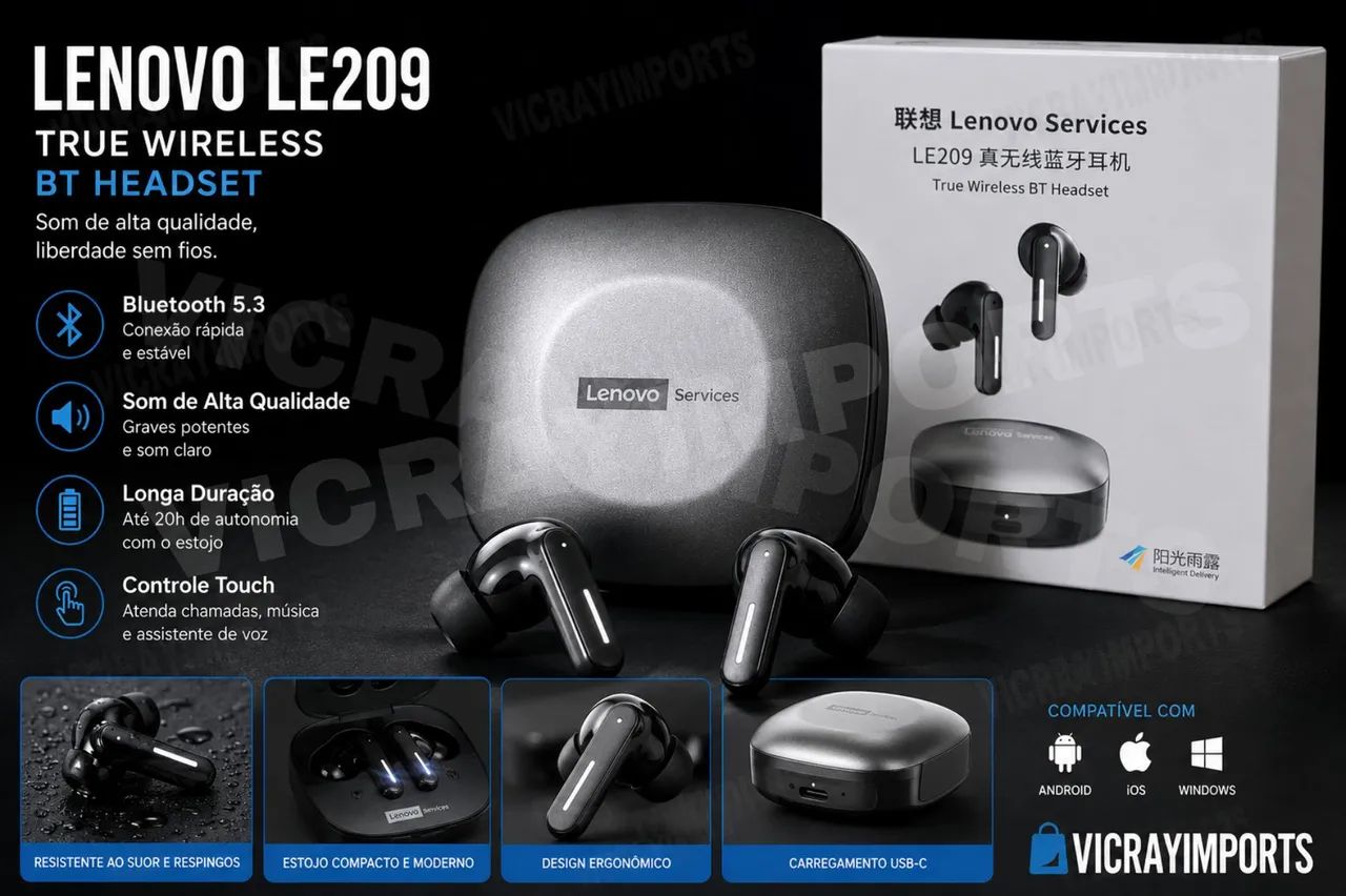 Fone bluetooth último lançamento Lenovo 