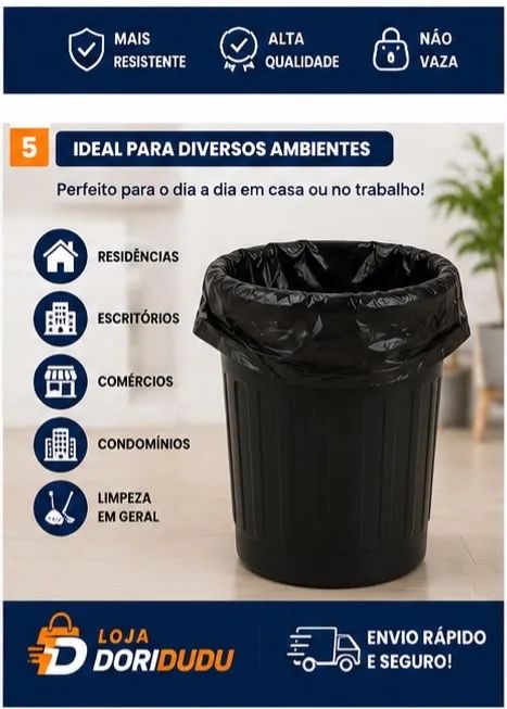 Saco De Lixo 30 Litros Reforçado Embalac Flex 50 Unidades 59x62cm - Foto 3