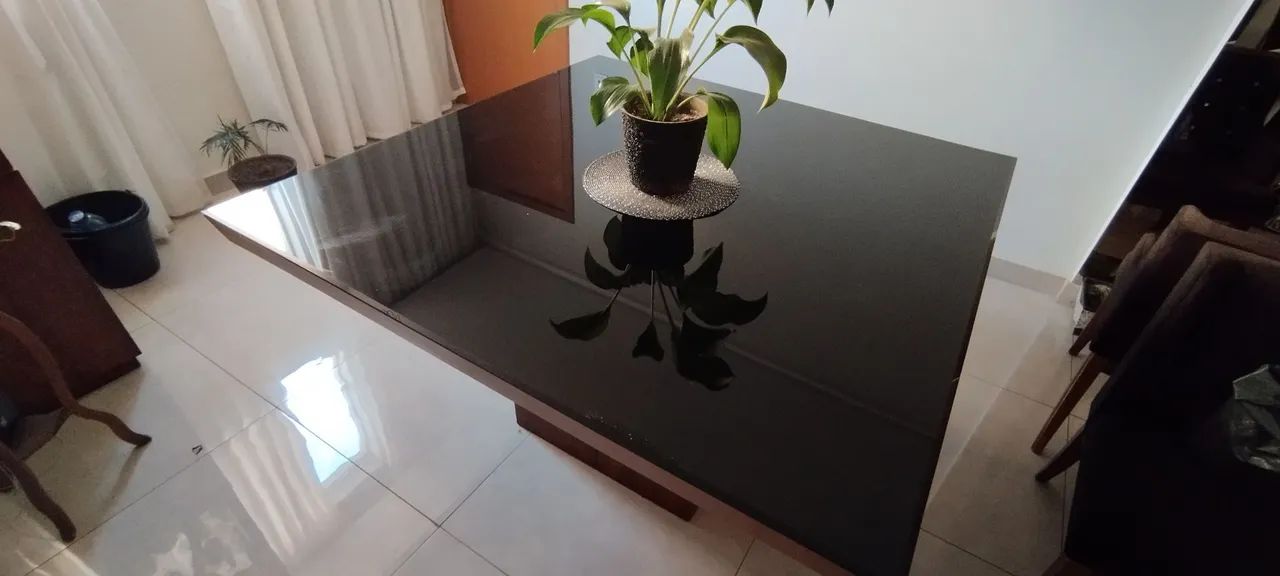 Mesa Jantar Vidro temperado Imbuia - Foto 3