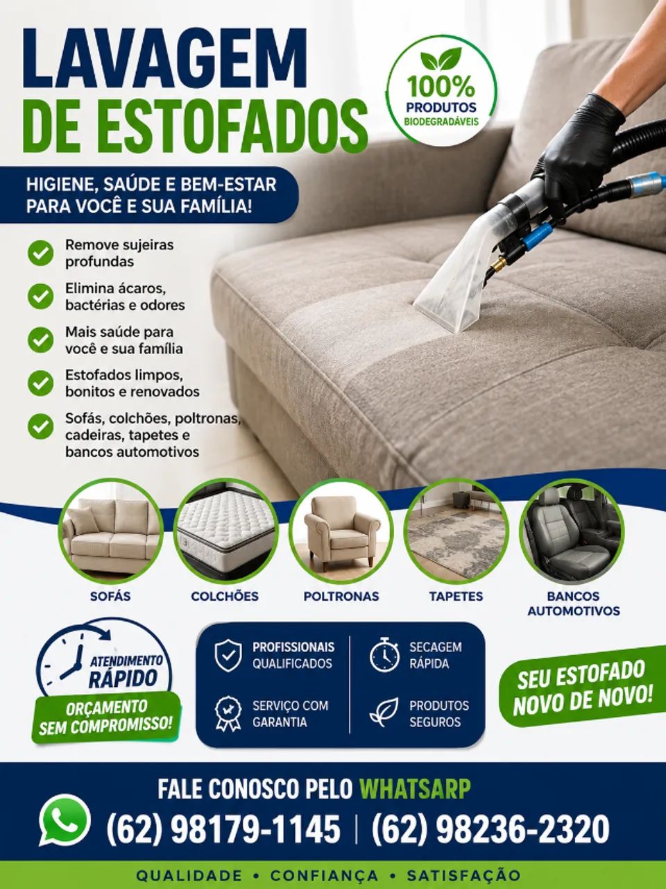 Lavagem a seco de estofados...