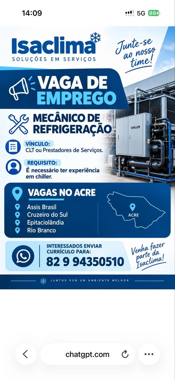 Mecânico de refrigeração no ACRE 