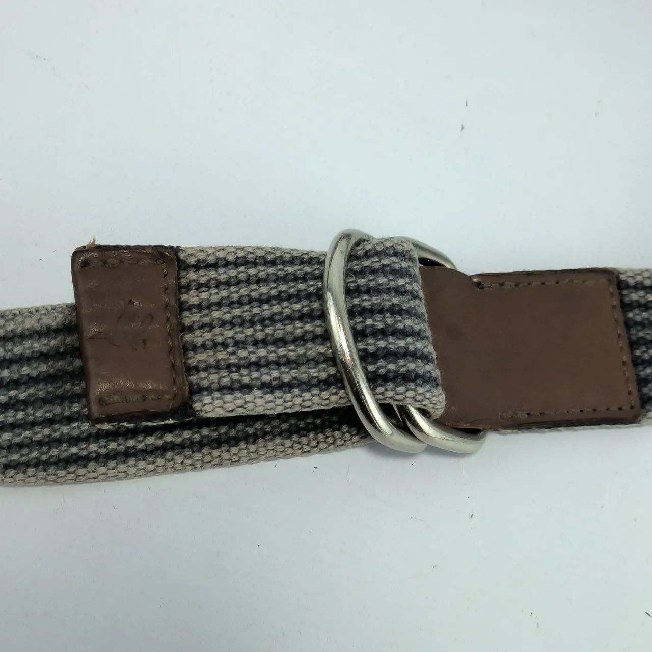 Cinto masculino Brooksfield original cinza e marrom lona e couro  - Foto 5