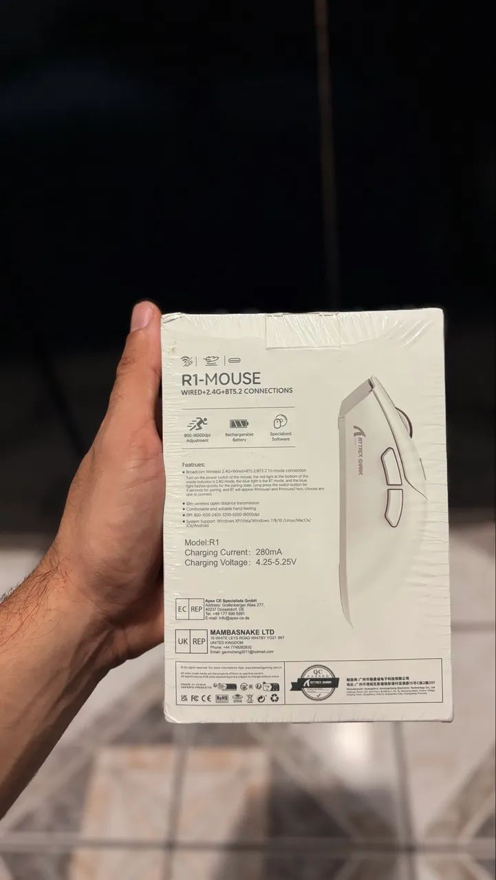 Mouse Gamer Attack Shark R1 Branco - Lacrado - Foto 3