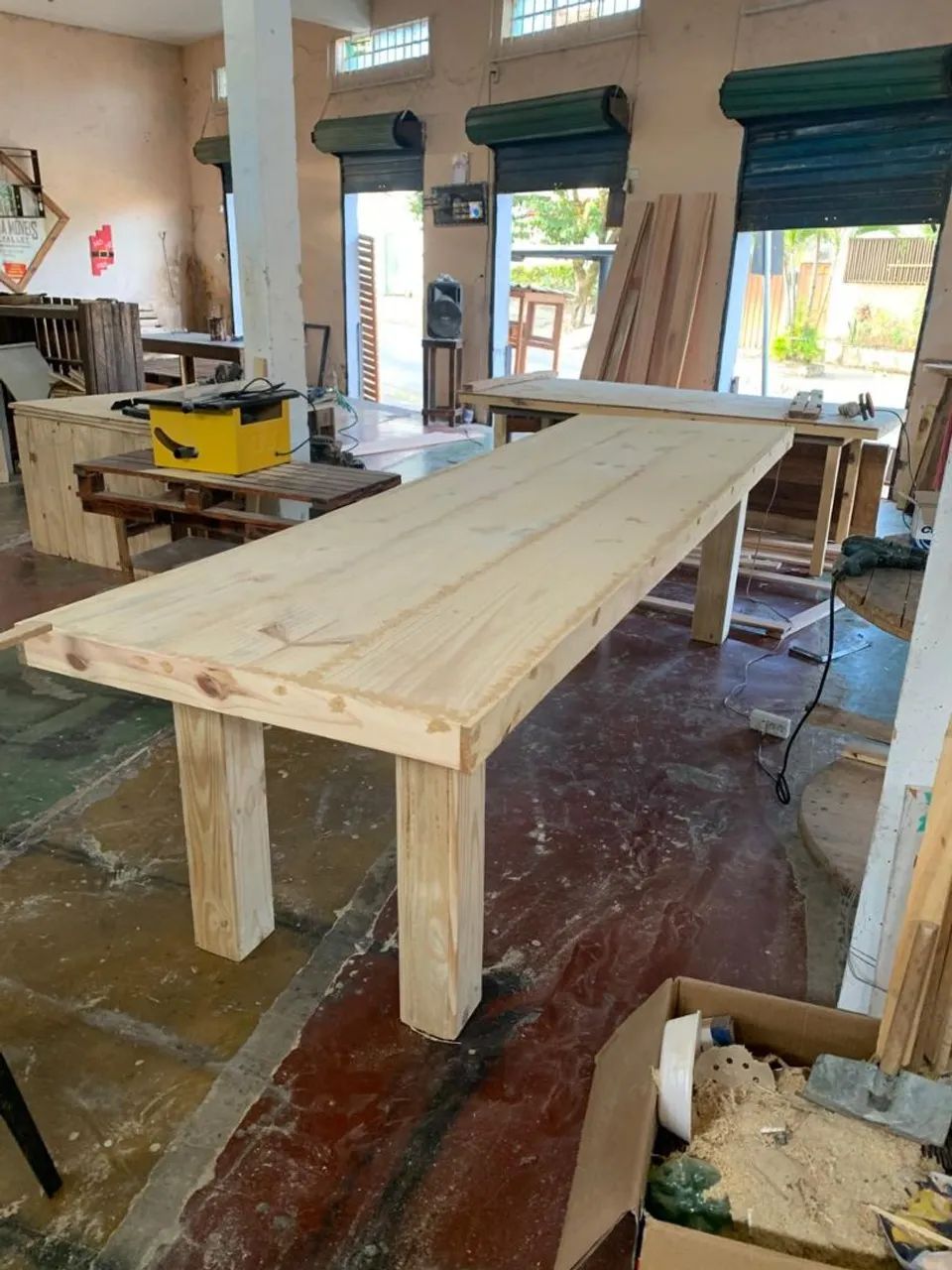 Mesa de madeira maciça 3x0, 90 Natural 
