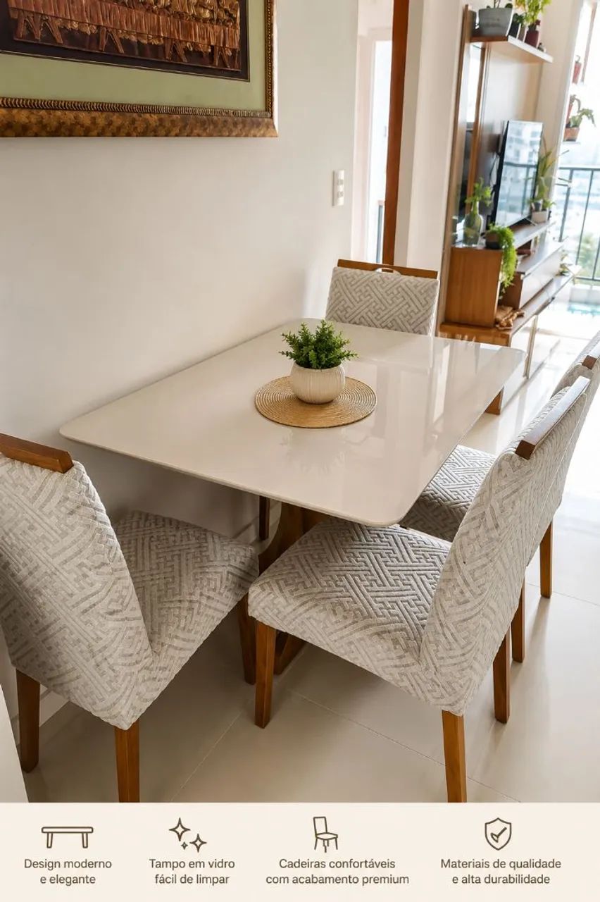 Mesa de jantar com 4 cadeiras