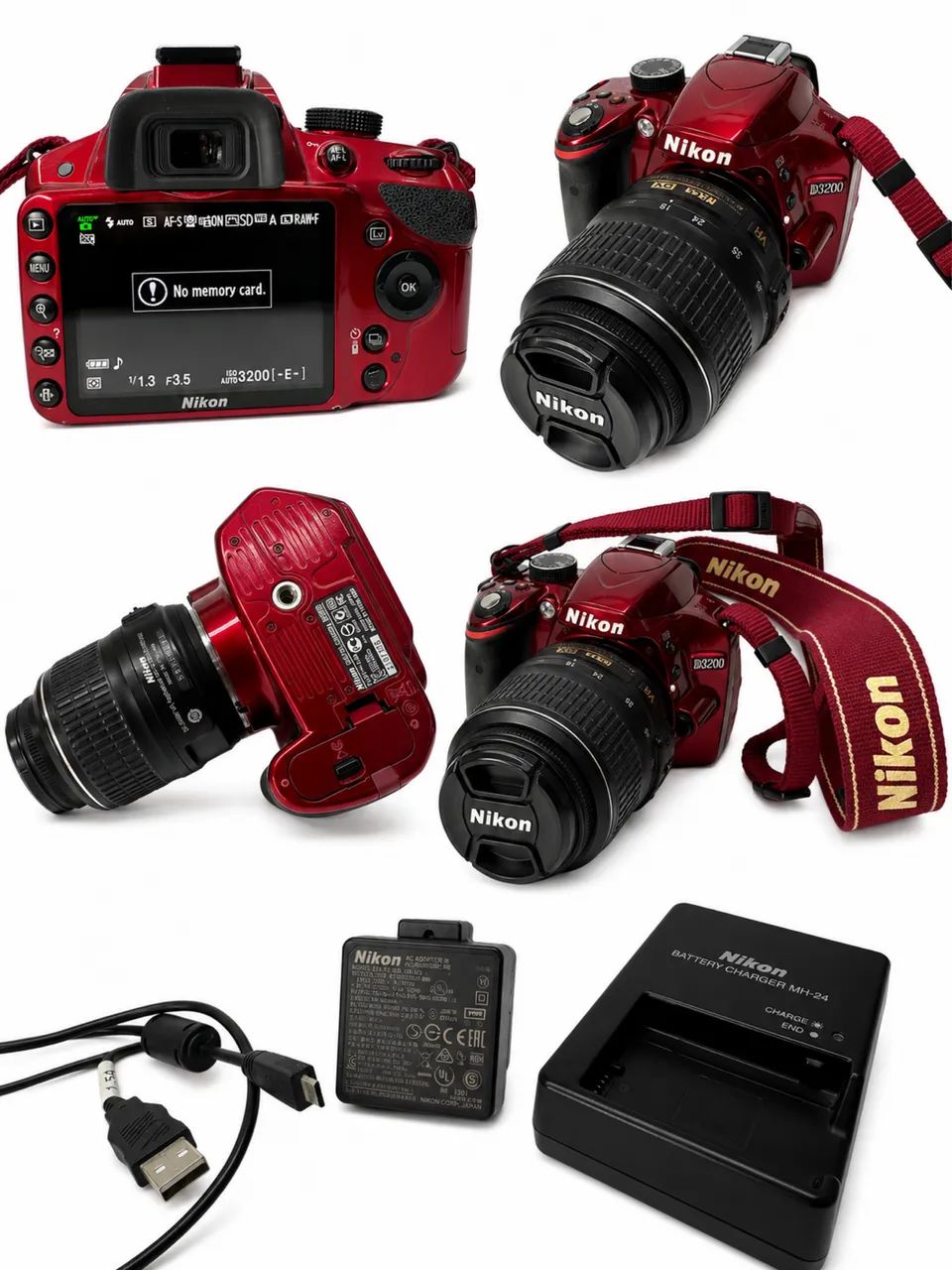 Nikon Kit D3200 + Lente 18-55mm Vr Dslr Cor Vermelho (Usado
