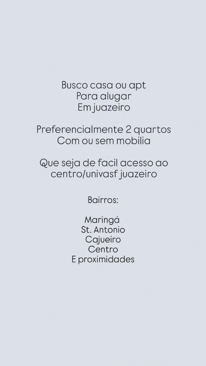 PROCURO LUGAR PARA ALUGAR