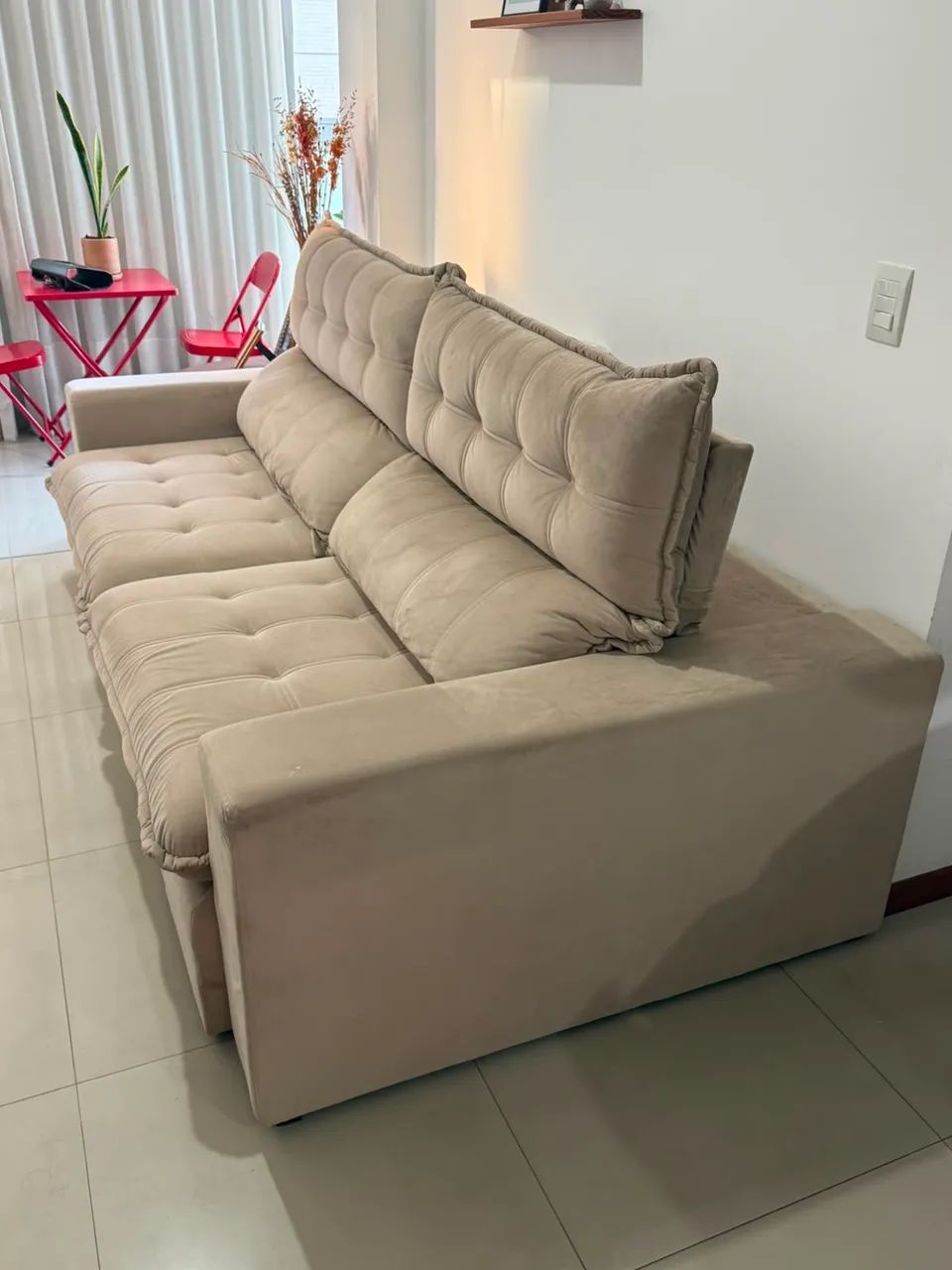 Sofá-cama grande bege - 2,40m - Ótimo estado (Vila Velha) - Foto 5