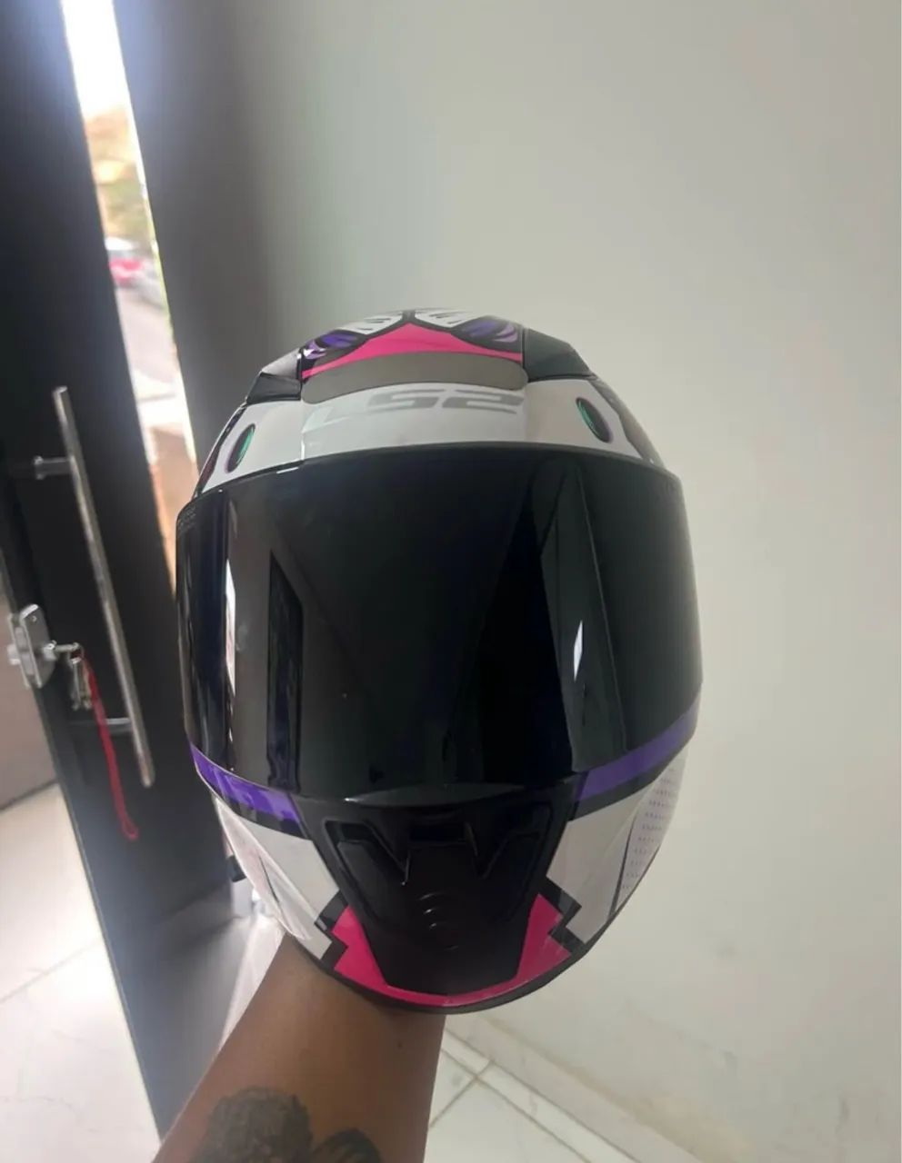 Ls2 Ff353 Khan Rosa Roxo Branco  - Foto 5