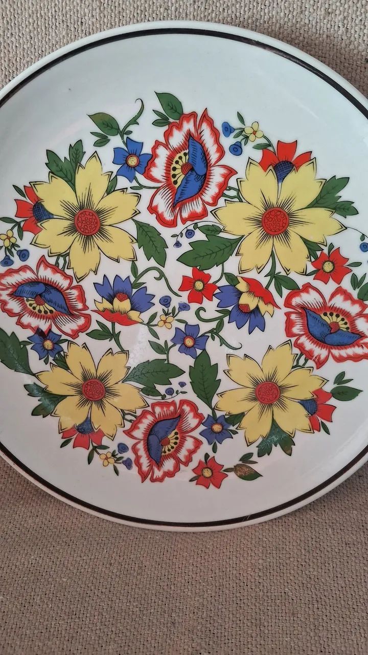 Prato decorativo floral, inteiro vintaje. - Foto 3