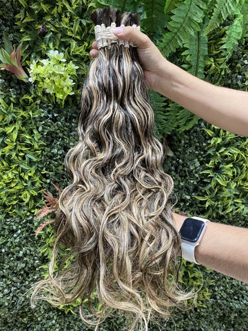 Cabelo humano loiro mesclado 70cm - Foto 3