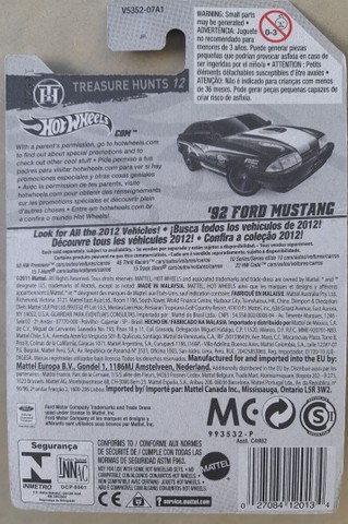 Hot Wheels 92 Ford Mustang 2012 Treasure Hunts12 - Foto 3