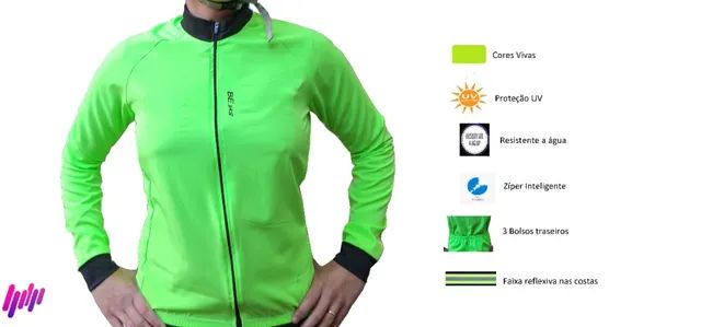 Jaqueta Ciclismo Corta Vento Impermeável Com Bolso Verde Fluor