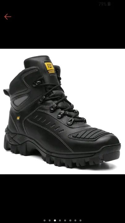 Coturno Bota Caterpillar Motoqueiro Masculina 100% Couro Palmilha em Gel - Foto 3