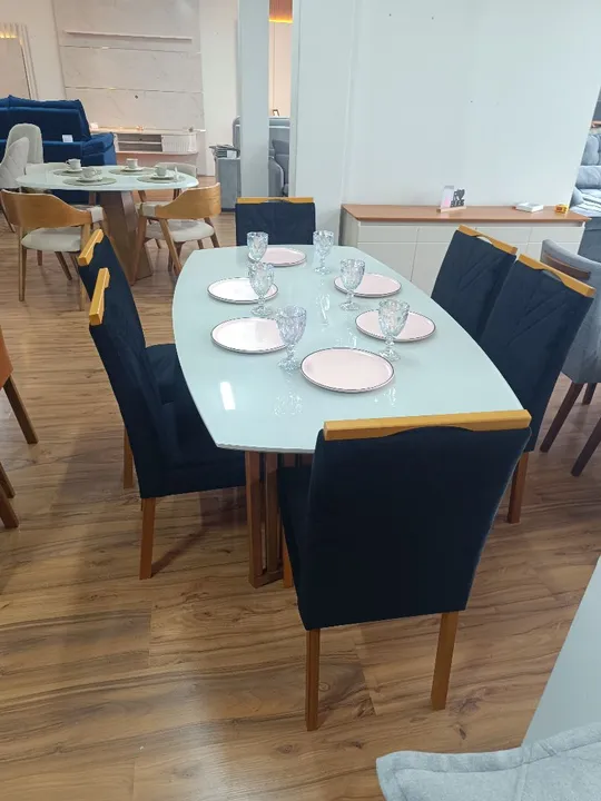 MESA DE JANTAR 1,80X1,00 COM 6 CADEIRAS PRETAS PRONTA ENTREGA