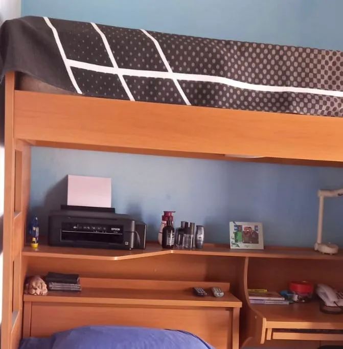 Cama Beliche com Escrivaninha - Madeira Amadeirada - Foto 4