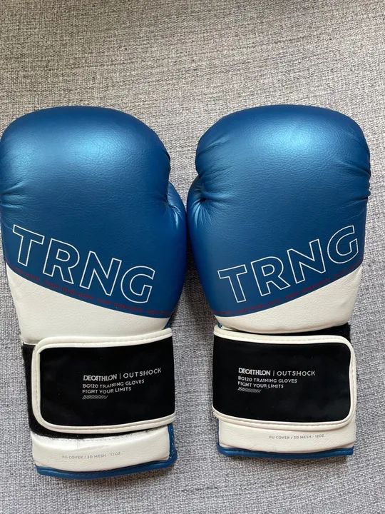 Luvas de Boxe 12oz Azul Metálica - Novas 