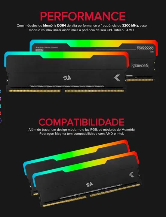 32gb redragon magma rgb 3200mhz - Foto 2