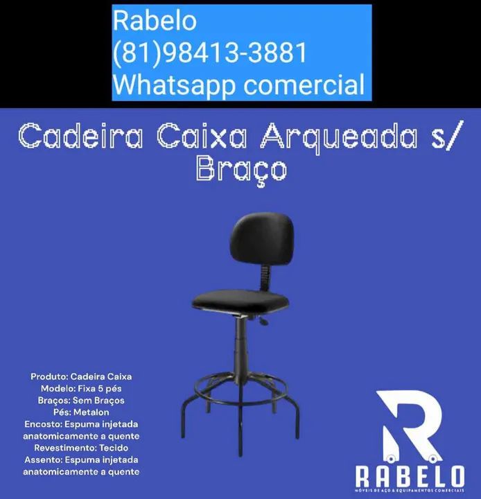 Cadeira Caixa Arqueada s/braço em até 5x sem juros no cartão 