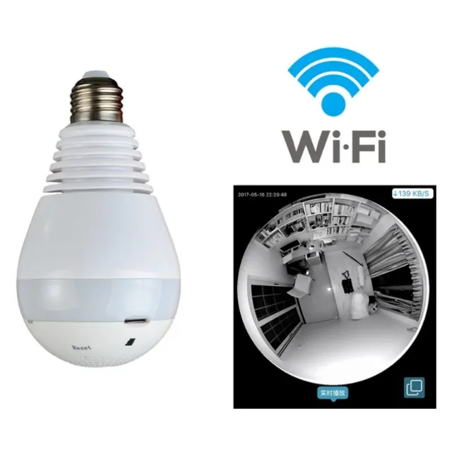 Câmera IP Lâmpada Led 360 VR Cam Panorâmica Espiã Wifi Infravermelho Visão Noturna Entrega