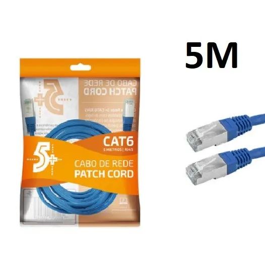 Cabo De Rede Patch Cord Cat6 Blindado 5m Azul 009057
