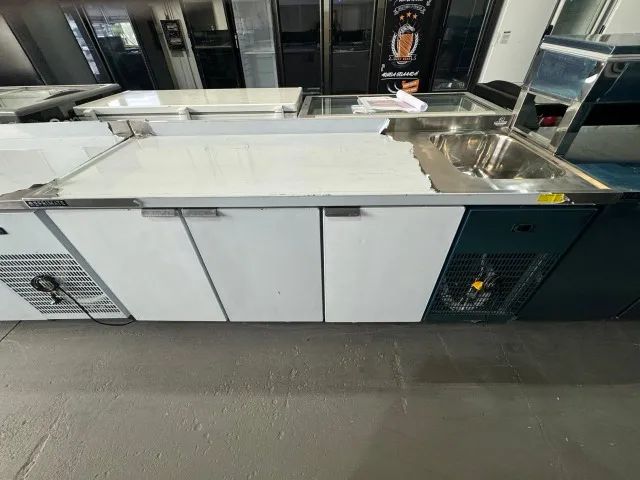 Balcão De Serviço Inox Refrigerado 2m Com Cuba funda novo com garantia 