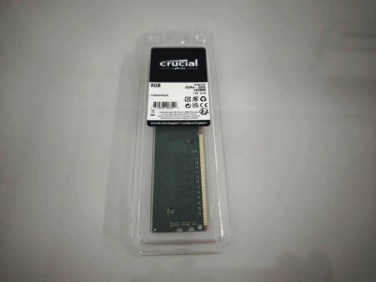 Memória RAM Crucial 8GB DDR4 3200MHz Desktop - Novo