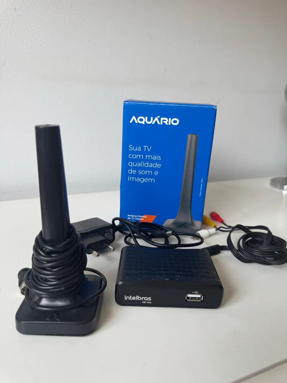 Conversor Digital Full Hd Cd 700 Intelbras + Antena Interna Digital Aquário DTV-200  - Foto 2