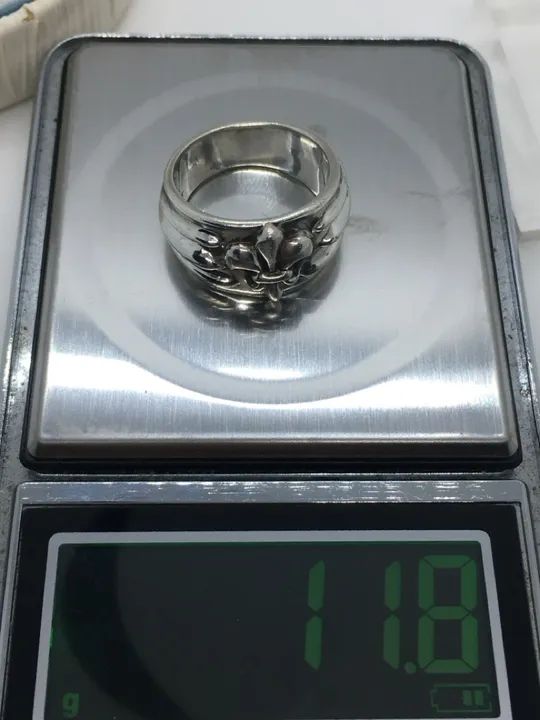 Anel masculino de prata 925 com flor de lis - Foto 5