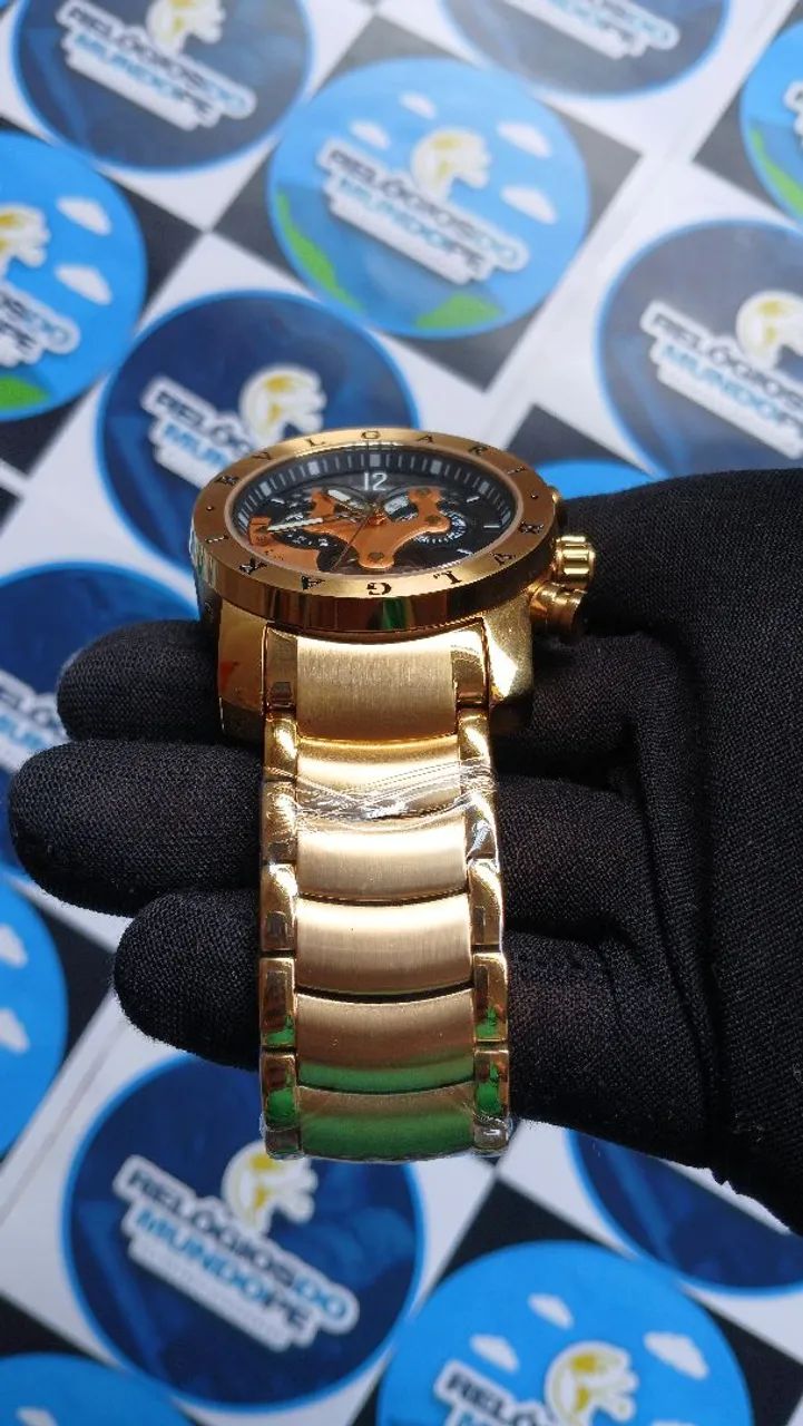 RELOGIO BV AUTOMÁTICO DOURADO E FUNDO PRETO - Foto 2