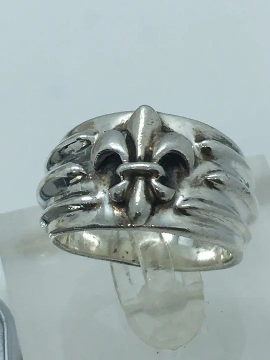 Anel masculino de prata 925 com flor de lis - Foto 4