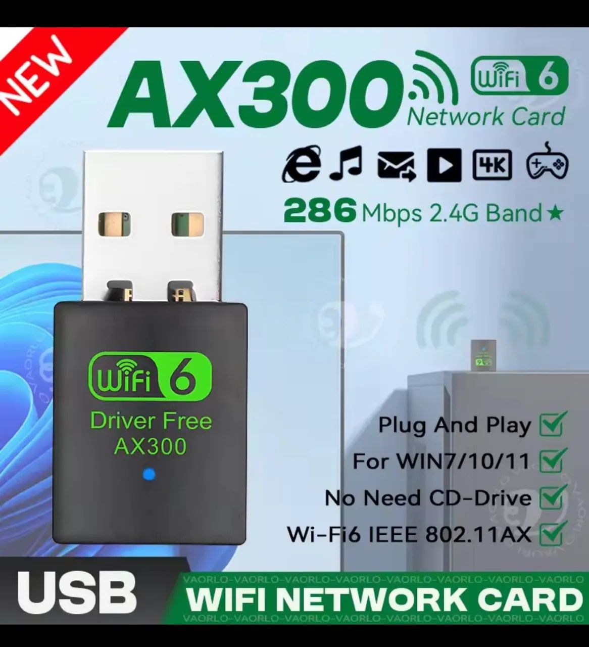 Adaptador Wi-fi 6 AX300