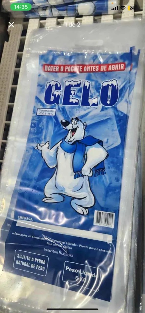 Embalagem Para Gelo saco de 5 kg 