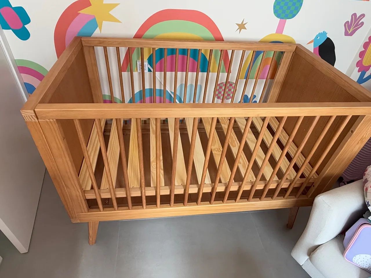 Berço Cama Retrô Tulipa Baby Seminovo com Colchão