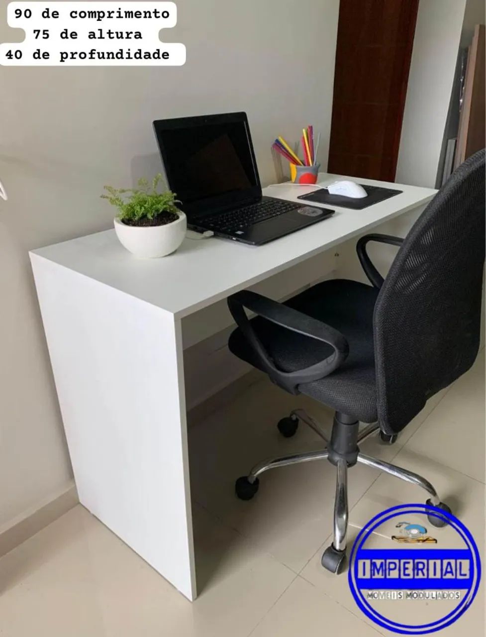 Mesa de Escritório Branca 90x75x40cm