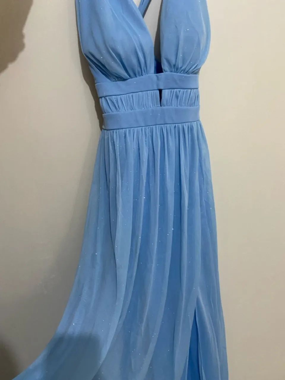 Vestido Azul com brilhos e fenda - Foto 2