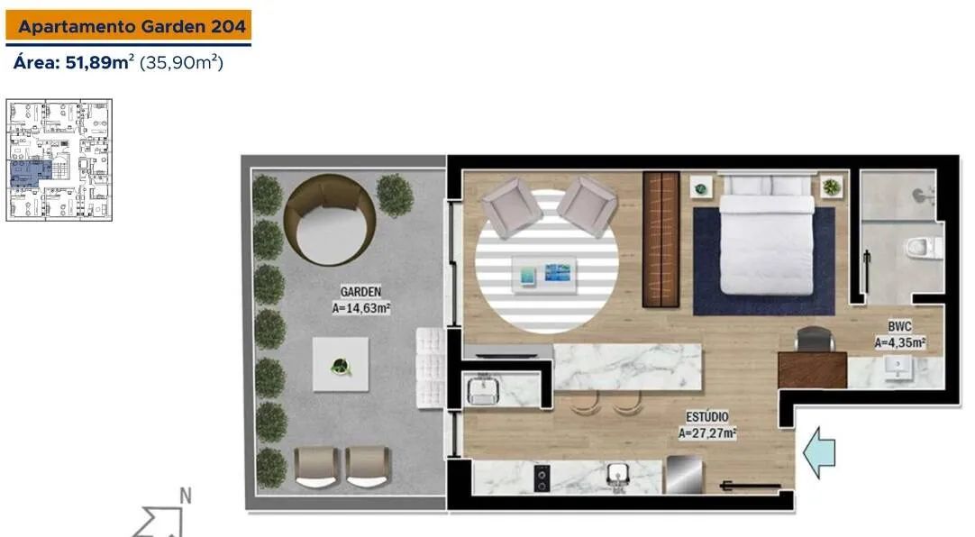 STUDIO GARDEN NA TRINDADE FINANCIAMENTO DIRETO COM A CONSTRUTORA