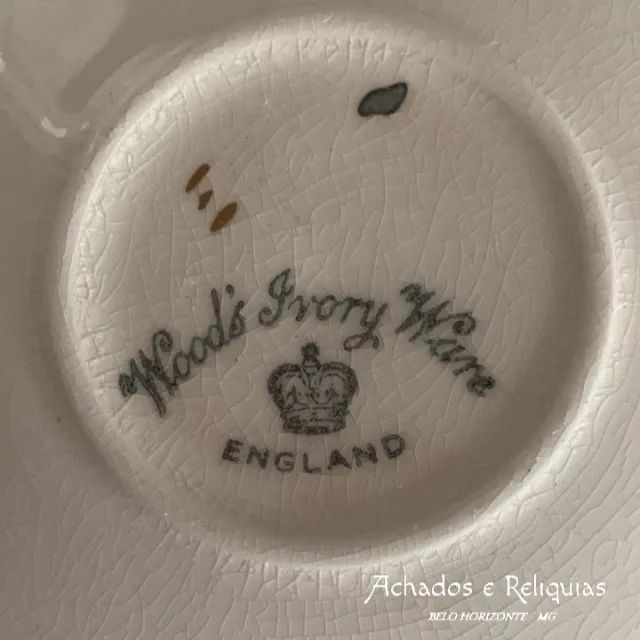 Lindo conjunto de chá antigo Wood's Ivory Ware England com delicadas flores azuis - Foto 5