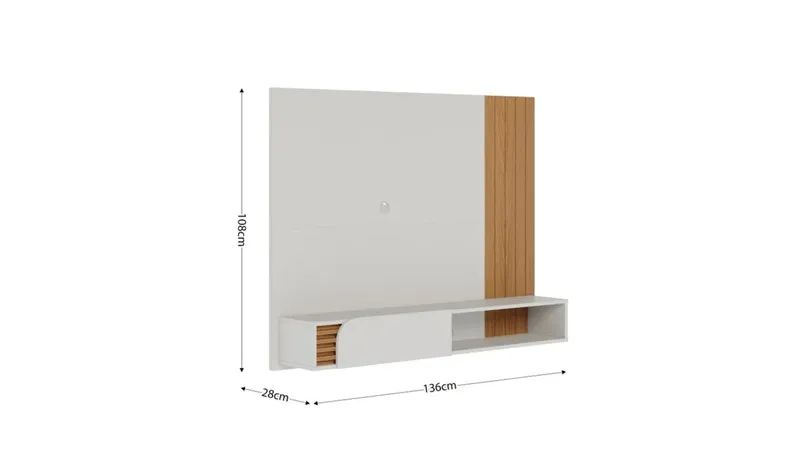  Home Suspenso Jurere Para Tv De 50 Polegadas Portas Basculante Ripado Freijó Off White - Foto 2
