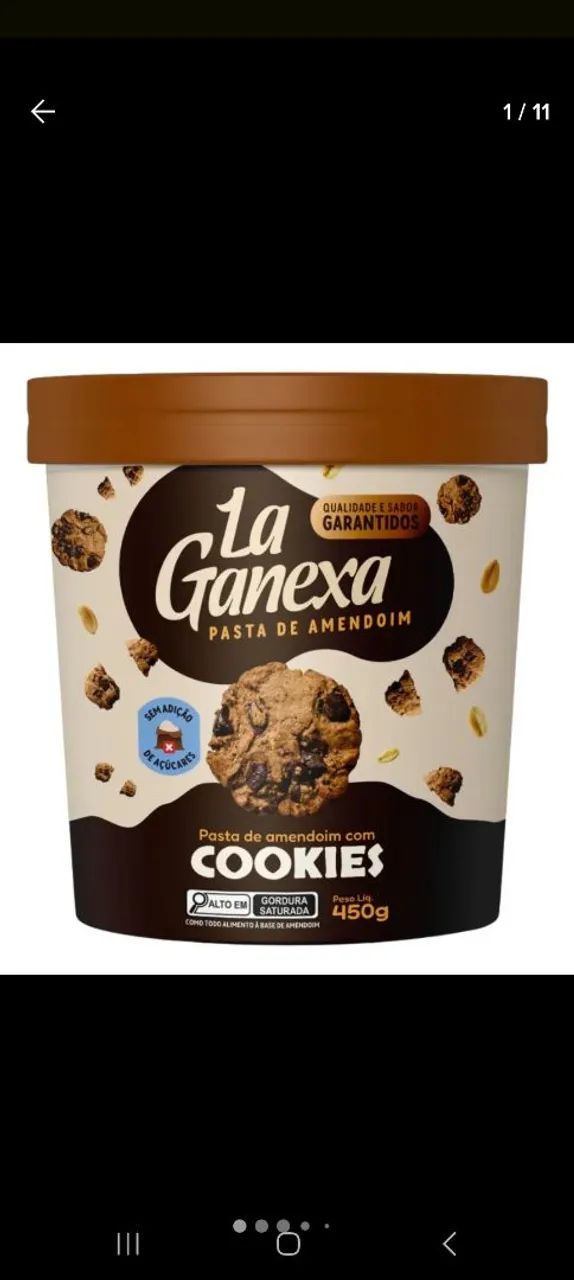 Pasta de Amendoim La Ganexa Cookies 450g - Nova Embalagem - Foto 3