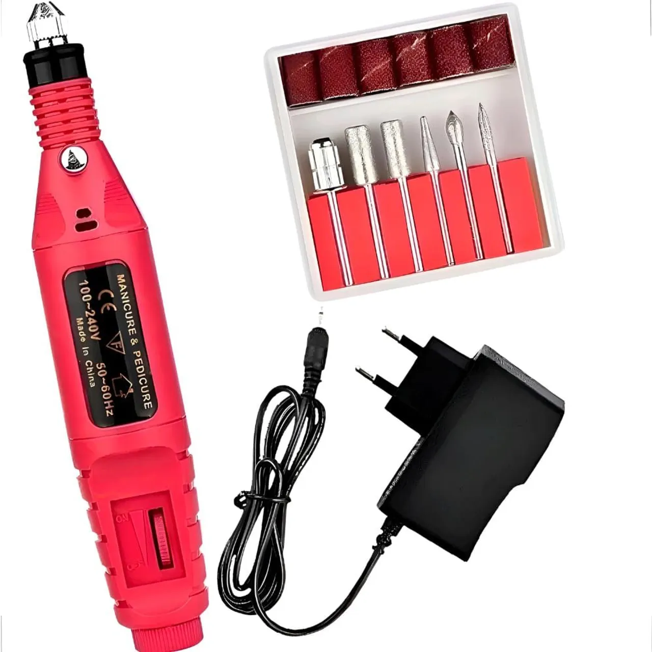 Lixadeira de Unhas Elétrica com Broca e Motor<br>Bivolt para Manicure e Pedicure