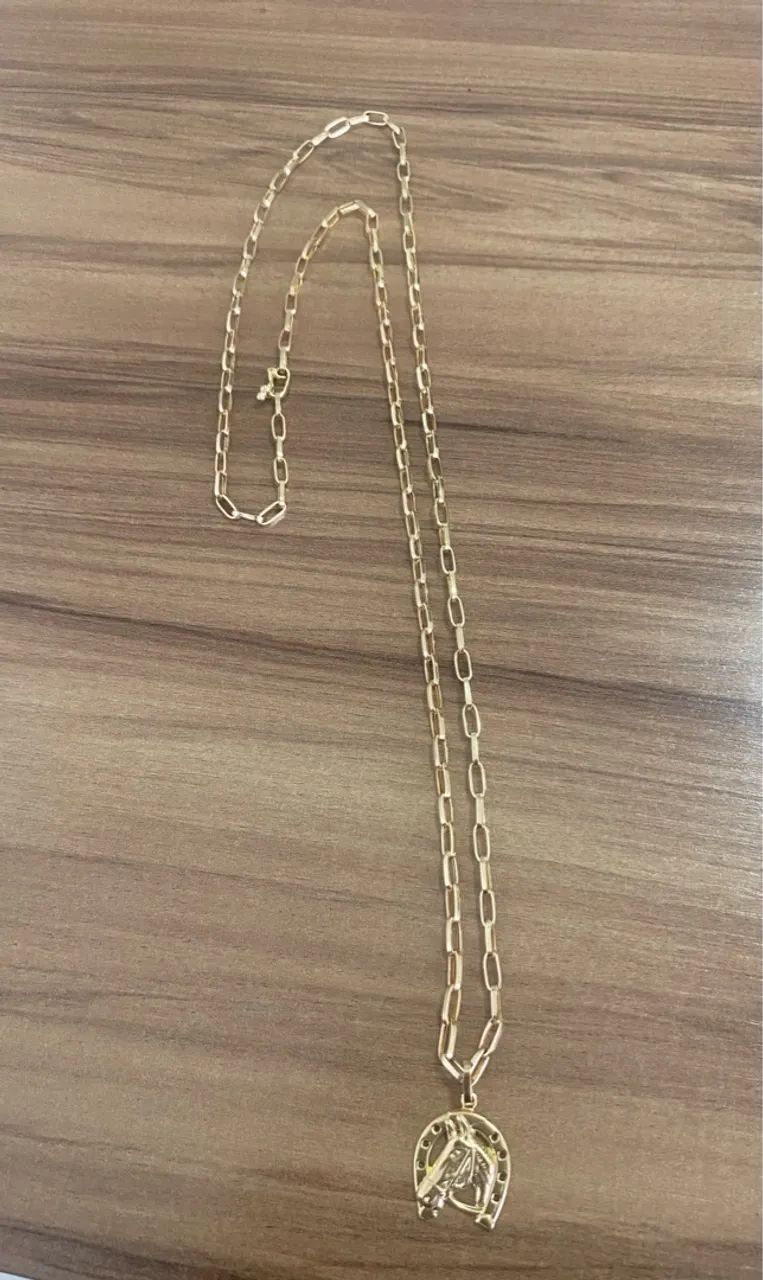 Corrente e pingente ferradura de ouro 18k - Foto 3