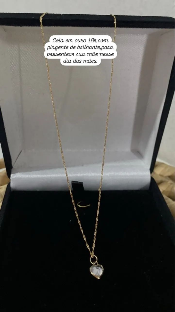 Colar em ouro 18k com pingente de brilhante