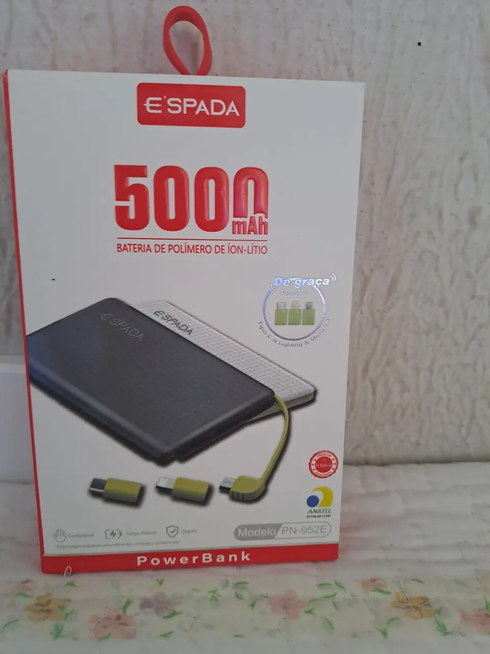 Power Bank Espada 5000 mAh - Carregamento rápido e seguro!