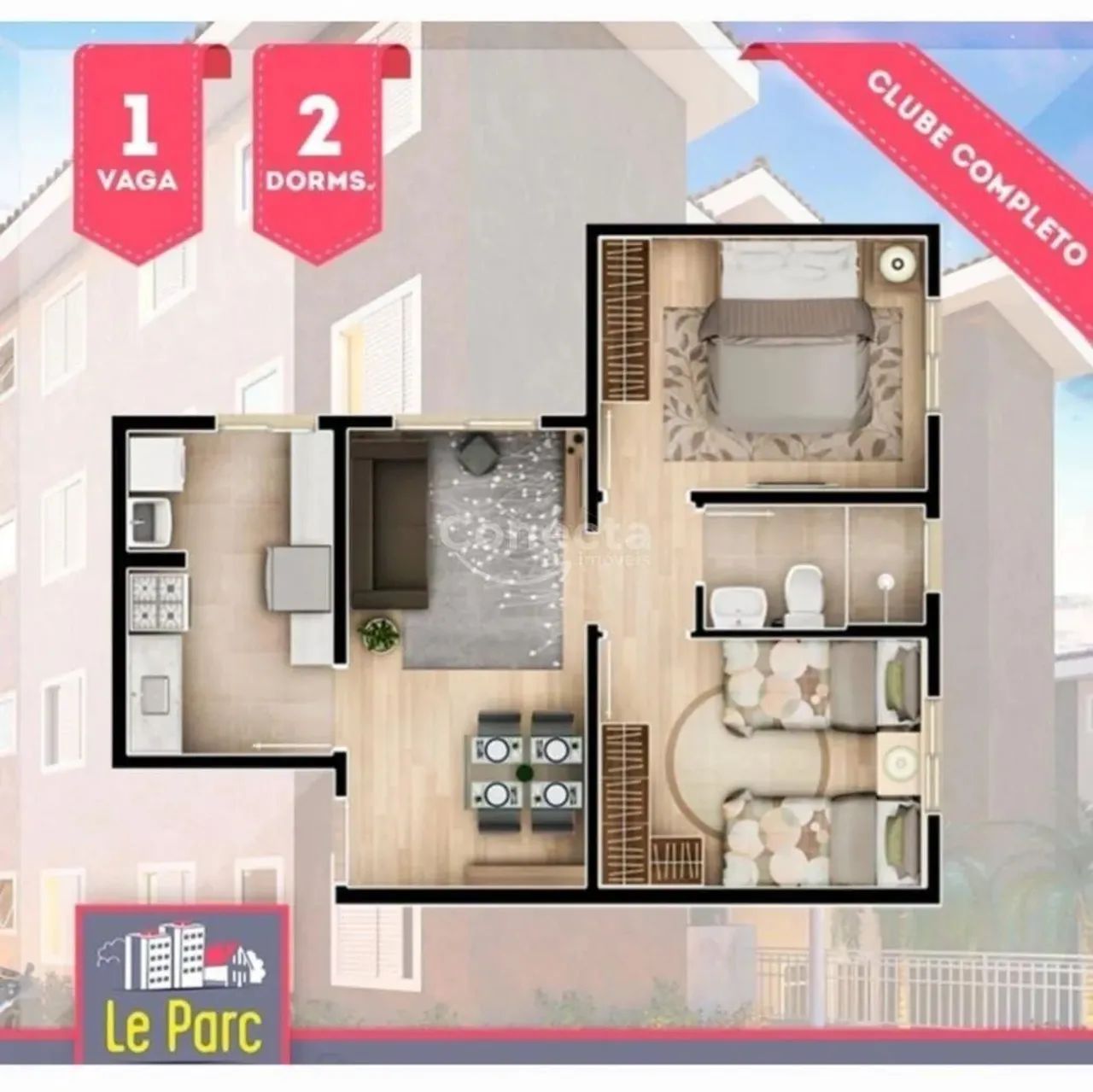 Apartamento para Venda em Sorocaba, Itavuvu, 2 dormitórios, 1 banheiro, 1 vaga - Foto 3