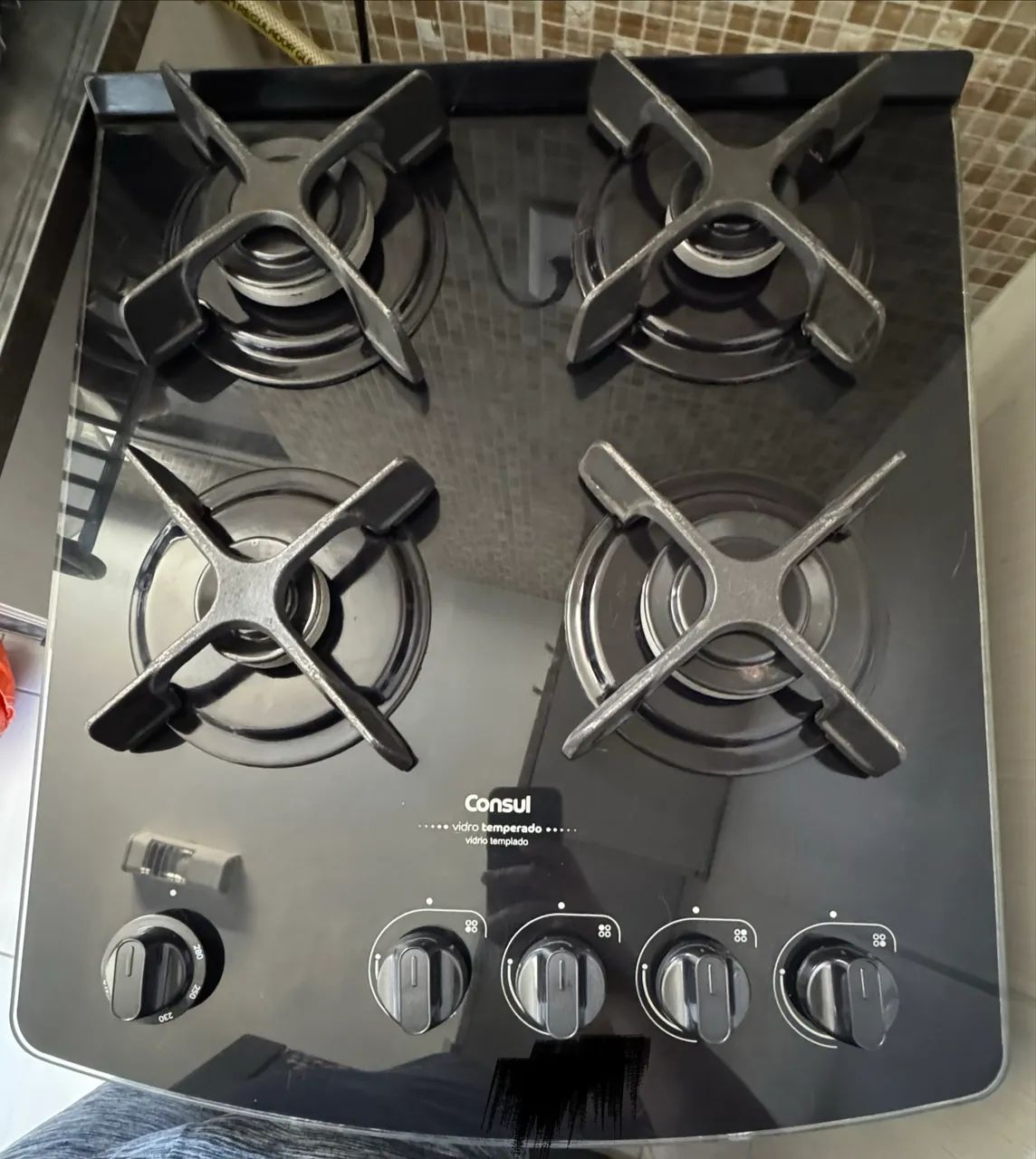 Fogão Cônsul 4 bocas Inox mesa vidro CFO4VAR