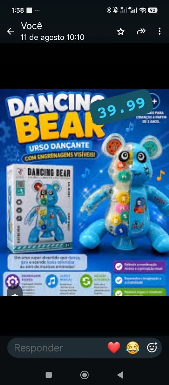 Urso musical luminoso dancarinon