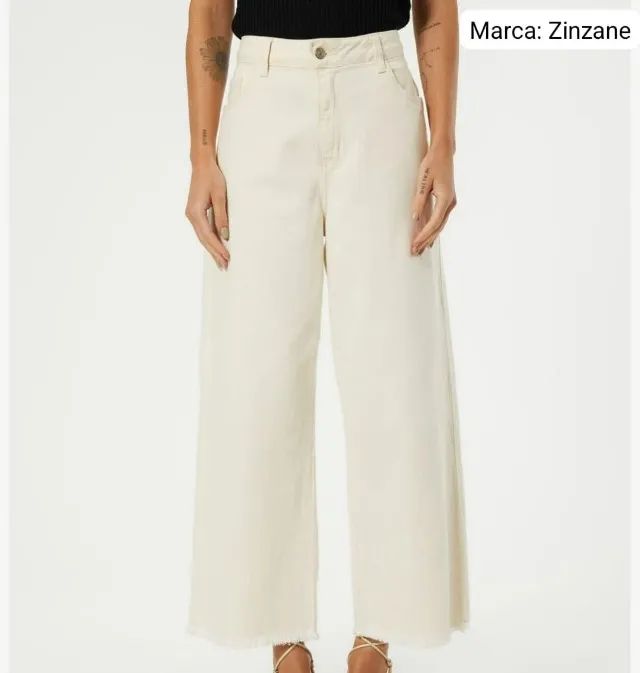 Calça Pantacourt White Jeans Off White Tam 44 Nova